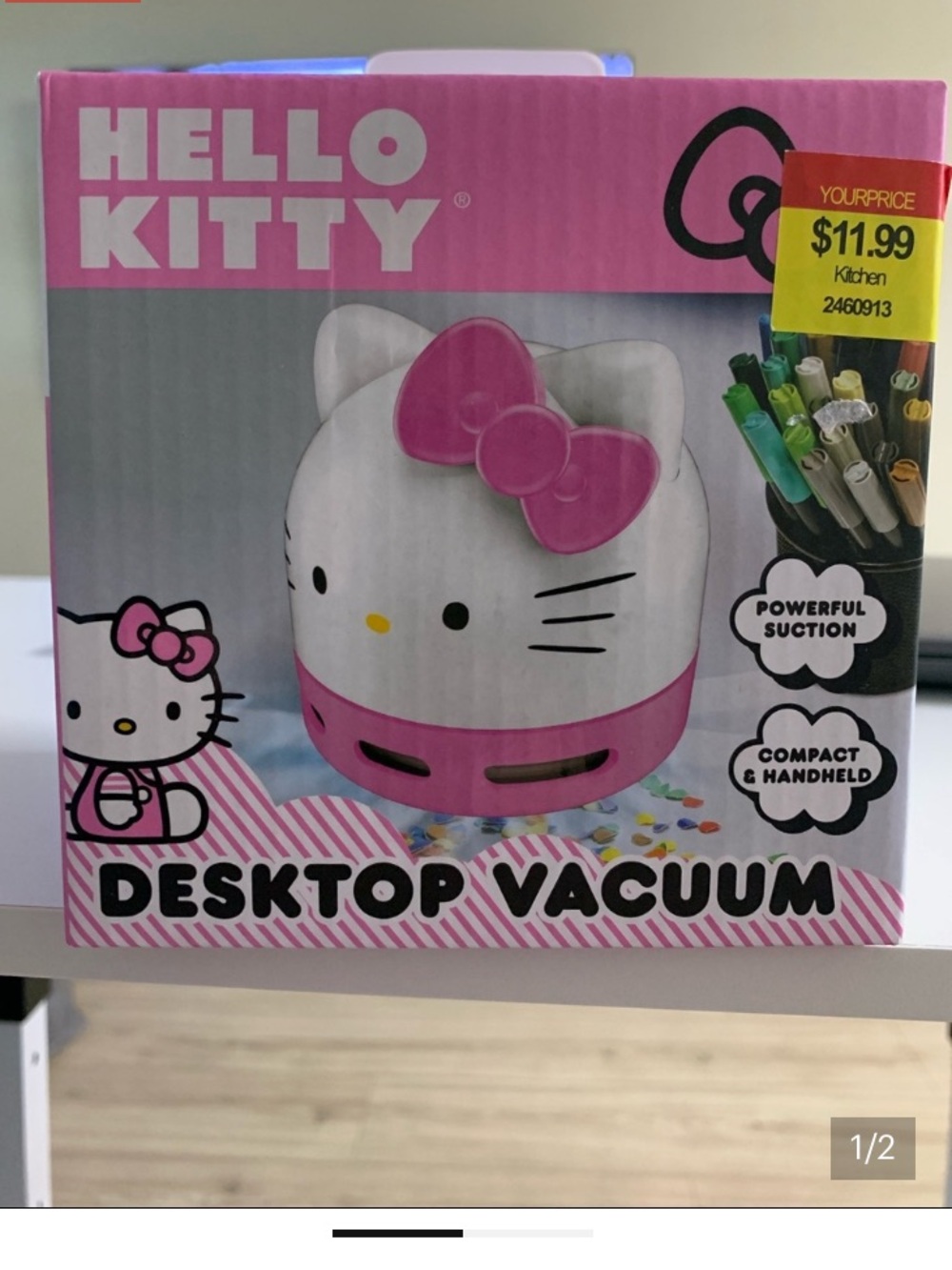 Hello Kitty White & Pink Mini Desktop Vacuum Cleaner